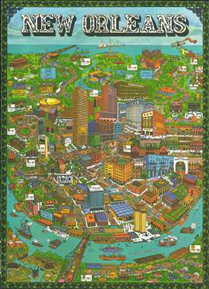 1972 Trans Continental Cartographers Pictorial Map of New Orleans, Louisiana