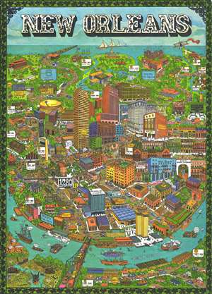 1972 Trans Continental Cartographers Pictorial Map of New Orleans, Louisiana