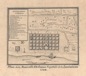 1880 Reizenstein Manuscript of 1728 Map of New Orleans