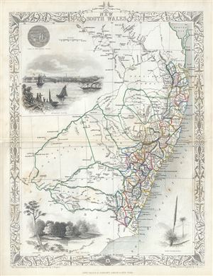 1851 Tallis and Rapkin Map of New South Wales, Australia