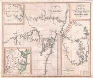 1827 Aspin Map of the Oxley Expedition New South Wales, Australia and Tasmania
