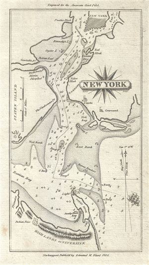 1806 Blunt Map or Nautical Chart or New York City, New York