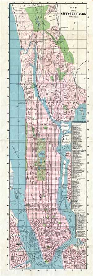 1890 Kobbe City Map or Plan of New York City