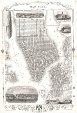 1851 John Tallis City Plan or Map of New York City