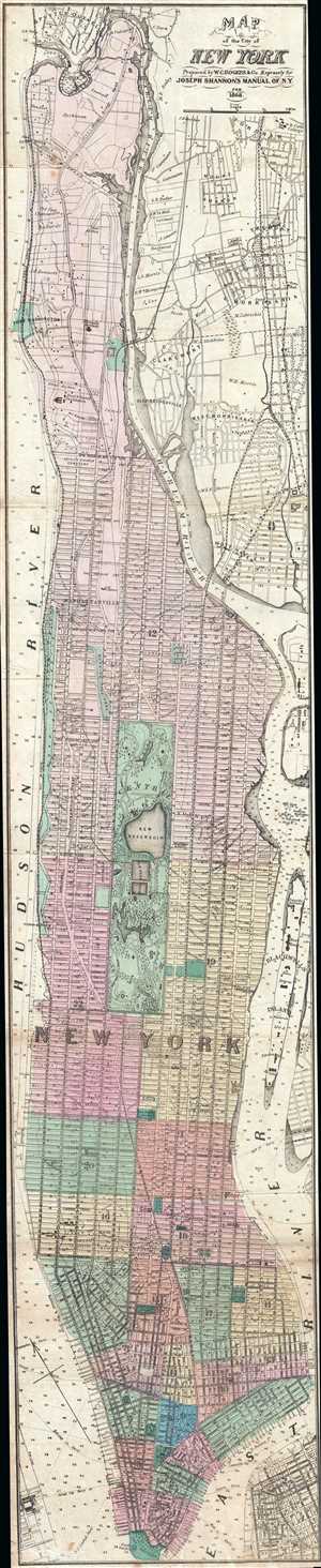 1868 Shannon and Rogers Map of New York City (Manhattan)