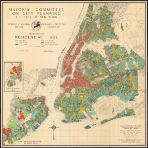 1935 Mayor's Committee on City Planning Map of New York City: Residential Age