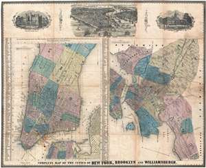 1852 Magnus Map of New York City and Brooklyn