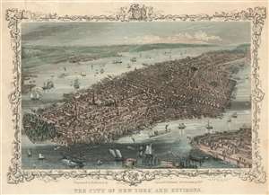 1853 Capewell and Kimmel Bird's-Eye View of New York City