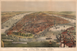 1870 Currier and Ives Bird's-Eye View of New York City