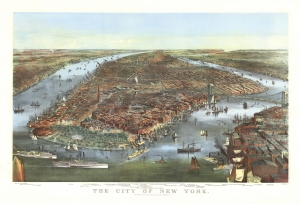 1870 Currier and Ives Bird's-Eye View of New York City
