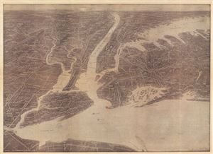 1925 Hammond Birds Eye View Map of New York City and Vicinity