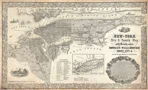 1855 Magnus Map of New York City and Brooklyn