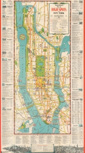 1945 Hagstrom Map of New York City and its Tourist Attractions