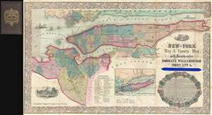 1855 Magnus Map of New York City and Brooklyn - old color!