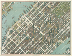 1962 Bollmann View and Map of New York City, Midtown