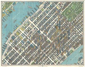 1963 Bollmann View and Map of New York City, Midtown
