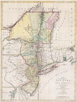 1777 Lotter and Sauthier Map of New York and New Jersey