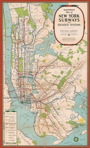 1939 Hagstrom Map of New York City w/Subway IRT and BMT lines