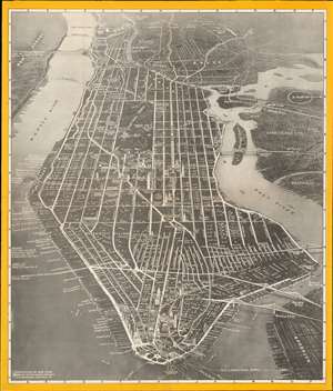 1937 Freedman Bird's Eye View SuperVue Map of New York City