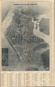 1932 Freedman First Edition Bird's-Eye View SuperVue Map of New York City