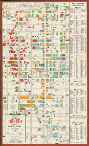 1940 Hagstrom Map of Midtown Manhattan Theaters, New York City