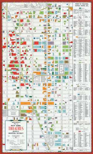 1940 Hagstrom Map of Midtown Manhattan Theaters, New York City