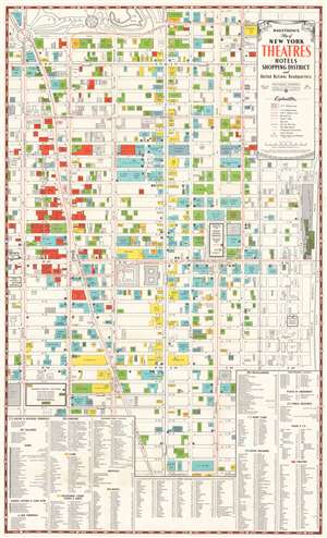1950 Hagstrom Map of Midtown Manhattan Theaters, New York City