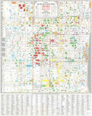 1966 Hagstrom Map of Midtown Manhattan Theatres, New York City