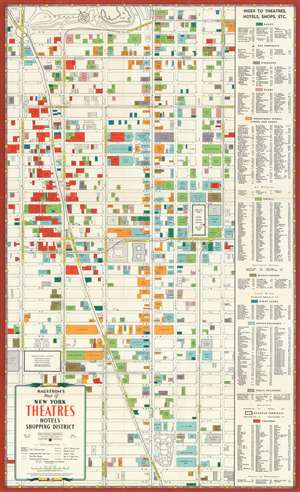 1940 Hagstrom Map of Midtown Manhattan Theaters, New York City