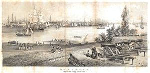 1860 Valentine View of New York City from Governors Island