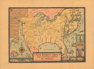 1939 Wallingford Map of the United States as seen by a New Yorker