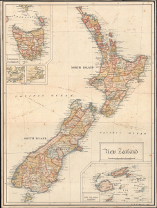 1909 Hockin Manuscript Map of New Zealand