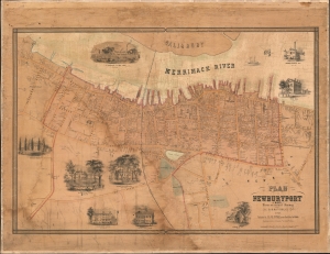1851 McIntyre Wall Map of Newburyport, Massachusetts