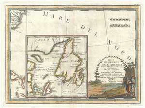 1797 Cassini Map of Newfoundland, Canada and Cape Fear, North Carolina