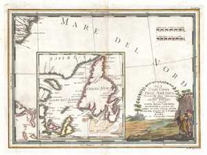 1797 Cassini Map of Newfoundland, Canada and Cape Fear, North Carolina