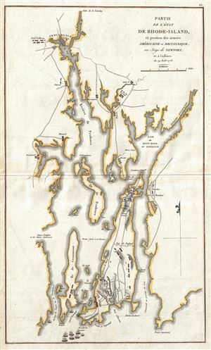 1807 Marshall Map of Narragansett Bay, Rhode Island: Providence, Newport