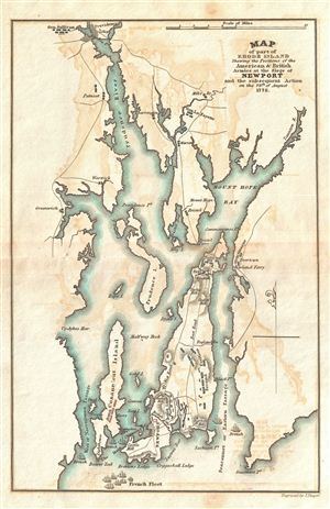 1832 Marshall Map of Narragansett Bay, Rhode Island:  Providence, Newport