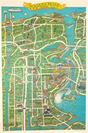 1980 Bzdurreck-Wills Pictorial Map of Niagara Falls, Canada