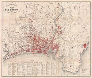 1890 Duquenoy Plan or Map of Nice, France