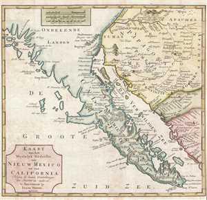 1765 Isaak Tirion Map of Baja California and Arizona