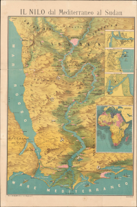 1885 Antonio Vallardi Bird's Eye View of the Nile River from the Delta to Khartoum