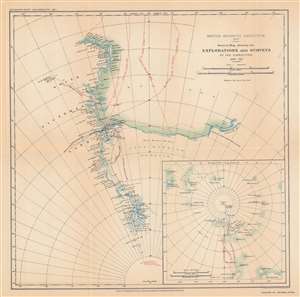 1909 Shackleton Map of the British Antarctic Expedition