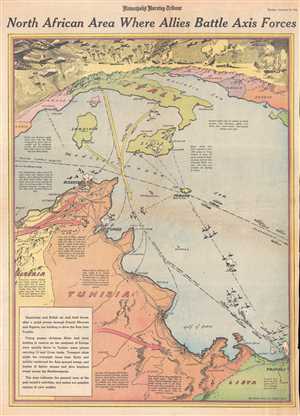 1942 Owens and Minneapolis Morning Tribune Map of Tunisia