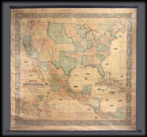 1855 Jacob Monk Wall Map of North America and the United States