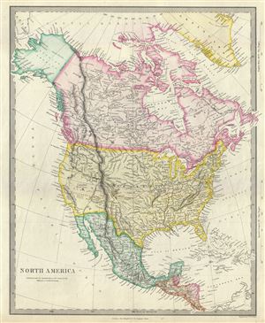 1848 S.D.U.K. Map of North America showing Texas at its largest