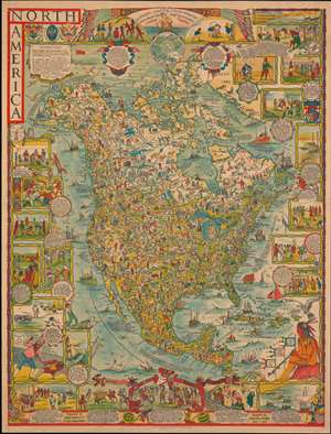 1930 Margaret Spilhaus Pictorial Map of North America