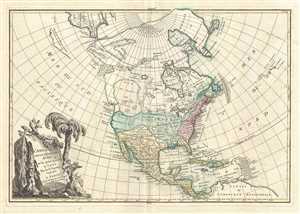 1762 Janvier Map of North America (Sea of the West, First Edition)