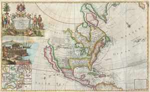 1732 Grierson and Moll Map of North America - the Codfish Map