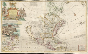 1732 Hermann Moll's famous 'Codfish Map' of North America