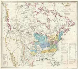 1844 Bowden Quaker Map of North America w/ American Indian Nations